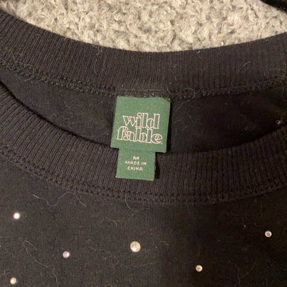 Rhinestone black crop top tee - Picture 2 of 2